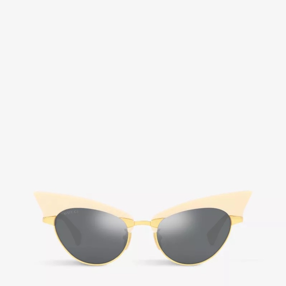 GUCCI GG1131S Interchangeable Cat-Eye Sunglass Gold Metal Frame 3 Clip-On Pieces - Picture 2 of 16